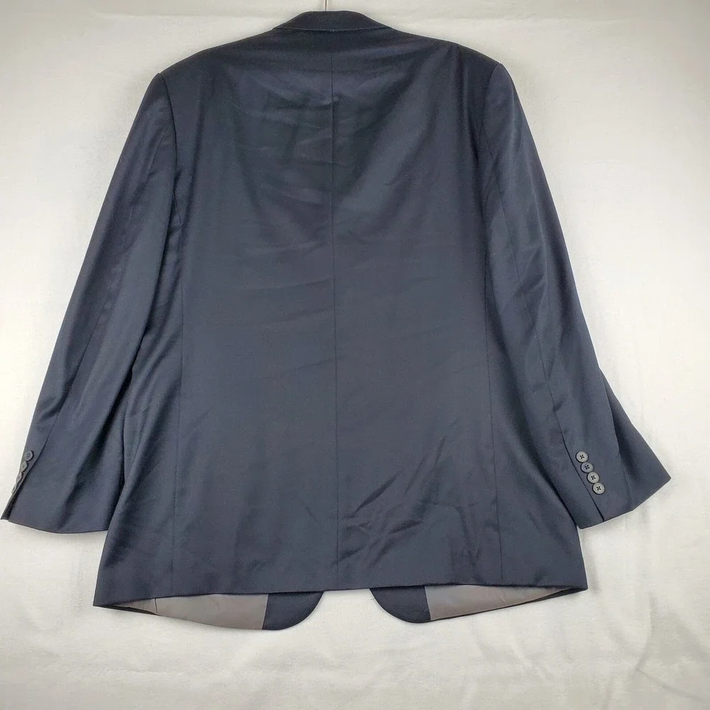 Oscar De La Renta Blazer Mens 46 Long Blue 100% Wool Single Breasted Notch Lapel